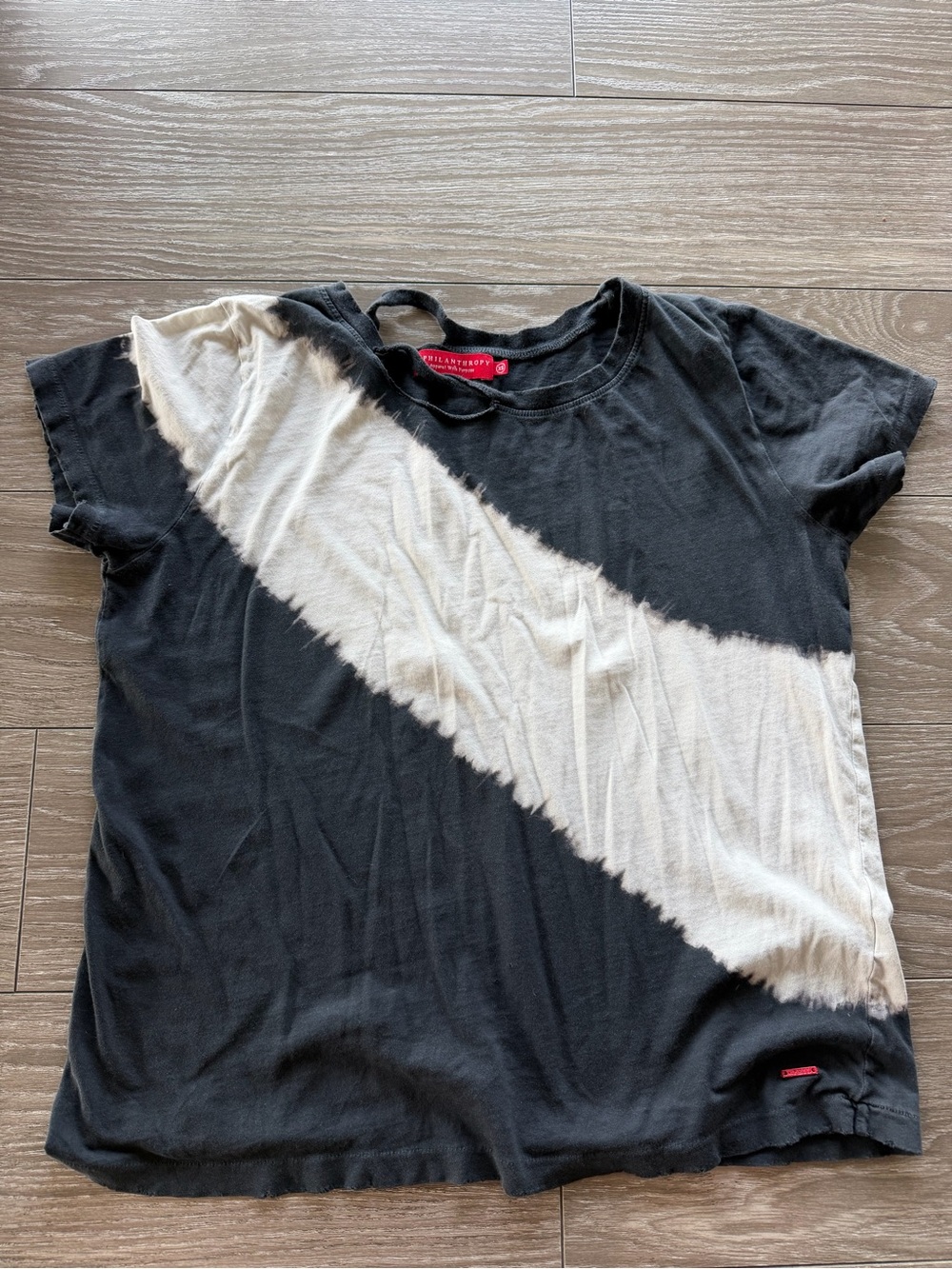 n:Philanthropy Mini Black & Cream Diagonal Stripe Kids Tee